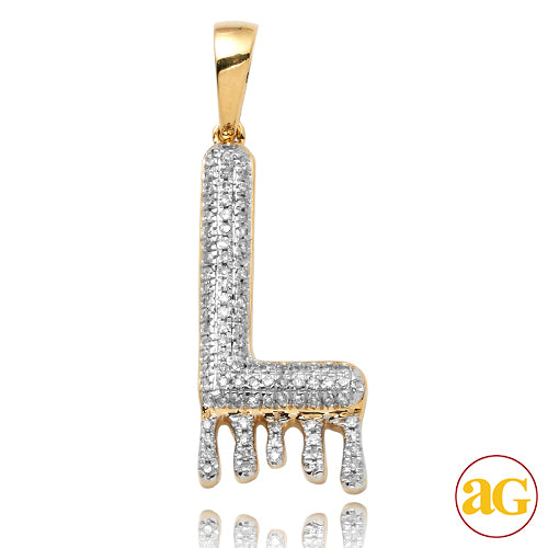 10KY 0.35CTW DIAMOND DRIPPING INITIAL PENDANT