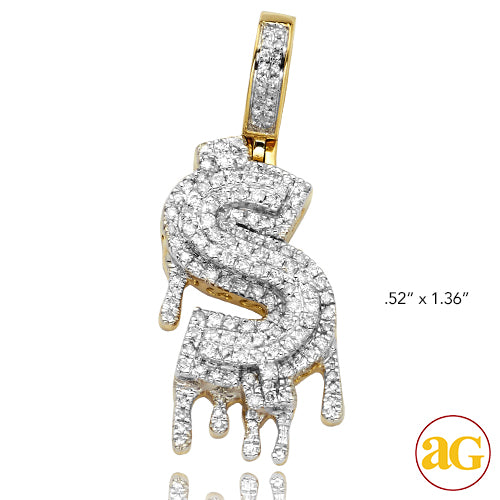 10KY 0.75CTW DRIPPING DIAMOND DOLLAR SIGN $