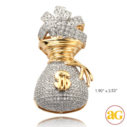 10KY 1.00CTW DIAMOND MONEY BAG PENDANT