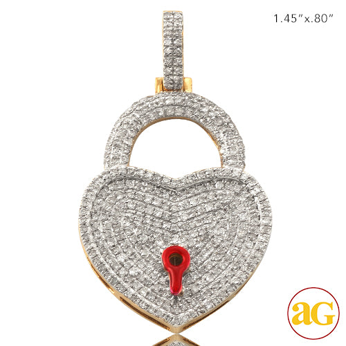 10KY 1.00CTW HEART LOCK DIAMOND PENDENT