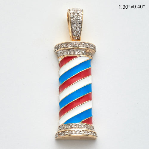 10KY 0.35CTW DIAMOND BARBER POLE PENDANT