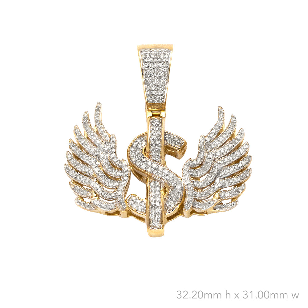 10KY 0.70CTW DIAMOND $ DOLLAR SIGN WITH WINGS