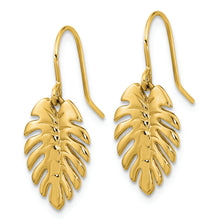 Load image into Gallery viewer, 14K Polished Palm Leaf Dangle Earrings
