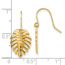 Load image into Gallery viewer, 14K Polished Palm Leaf Dangle Earrings

