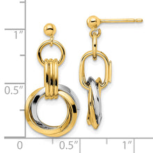 Load image into Gallery viewer, 14K Two-tone Polished Intertwined Circles Post Dangle Earrings
