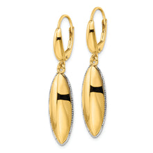 Load image into Gallery viewer, 14K Two-tone Polished D/C Hollow Teardrop Criss Cross Leverback Earrings
