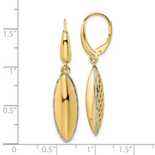 Load image into Gallery viewer, 14K Two-tone Polished D/C Hollow Teardrop Criss Cross Leverback Earrings

