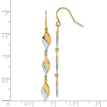 Load image into Gallery viewer, 14K Two-tone Polished Wavy Dangle Earrings
