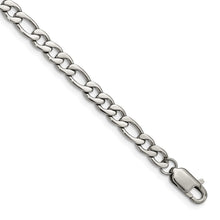 Load image into Gallery viewer, Stainless Steel Polished 9in Figaro Bracelet
