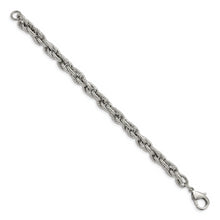 Load image into Gallery viewer, Stainless Steel Polished and Textured Fancy Rope 8in Bracelet
