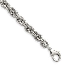 Load image into Gallery viewer, Stainless Steel Polished and Textured Fancy Rope 8in Bracelet
