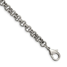 Load image into Gallery viewer, Stainless Steel Polished and Textured Link 8.25in Bracelet
