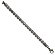 Load image into Gallery viewer, Stainless Steel Polished Gun Metal IP-plated Box Chain 8.5in Bracelet
