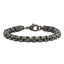 Load image into Gallery viewer, Stainless Steel Polished Gun Metal IP-plated Box Chain 8.5in Bracelet
