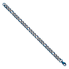 Load image into Gallery viewer, Stainless Steel Brushed and Polished Blue IP-plated 7.5mm 8.5in Bracelet
