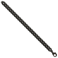 Load image into Gallery viewer, Stainless Steel Brushed Black IP-plated 10mm Curb 8.5in Bracelet
