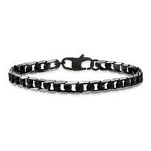 Load image into Gallery viewer, Stainless Steel Brushed &amp; Textured Black IP-plated Curb Chain 8in Bracelet
