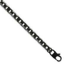 Load image into Gallery viewer, Stainless Steel Brushed &amp; Textured Black IP-plated Curb Chain 8in Bracelet
