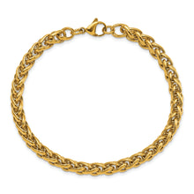 Load image into Gallery viewer, Stainless Steel Polished Yellow IP 8.5in Spiga 6mm Chain Bracelet
