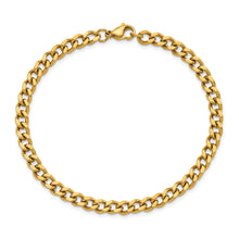 Load image into Gallery viewer, Stainless Steel Polished Yellow IP 8.5in  Curb 5mm Chain Bracelet
