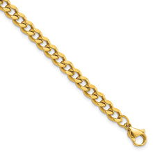 Load image into Gallery viewer, Stainless Steel Polished Yellow IP 8.5in  Curb 5mm Chain Bracelet
