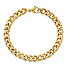 Load image into Gallery viewer, Stainless Steel Polished Yellow IP 8.5in Curb 8mm Chain Bracelet
