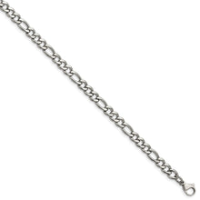 Load image into Gallery viewer, Stainless Steel Polished 5.3mm 20in Figaro Chain
