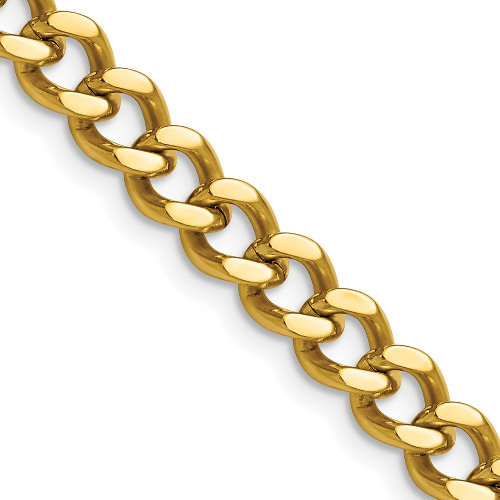 Stainless Steel Polished Yellow IP-plated 7.5mm 24in Curb Chain