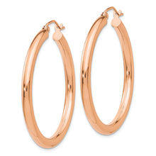 Load image into Gallery viewer, 14k Rose Gold Polished 3mm Lightweight Tube Hoop Earrings
