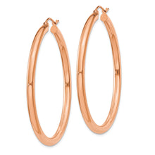 Load image into Gallery viewer, 14k Rose Gold Polished 3mm Lightweight Tube Hoop Earrings
