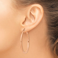 Load image into Gallery viewer, 14k Rose Gold Polished 3mm Lightweight Tube Hoop Earrings
