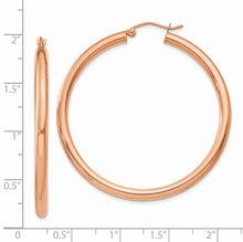 Load image into Gallery viewer, 14k Rose Gold Polished 3mm Lightweight Tube Hoop Earrings
