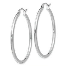 Load image into Gallery viewer, 14k White Gold Polished 2x35mm Lightweight Tube Hoop Earrings
