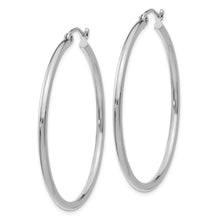 Load image into Gallery viewer, 14k White Gold Polished 2x40mm Lightweight Tube Hoop Earrings
