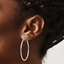 Load image into Gallery viewer, 14k White Gold Polished 2x40mm Lightweight Tube Hoop Earrings
