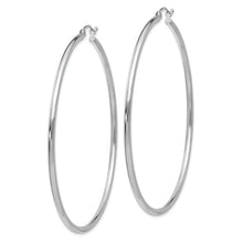 Load image into Gallery viewer, 14k White Gold Polished 2x60mm Lightweight Tube Hoop Earrings
