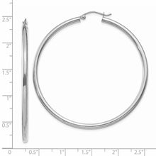 Load image into Gallery viewer, 14K White Gold Polished 2.5mm Lightweight Tube Hoop Earrings
