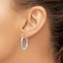 Load image into Gallery viewer, 14K White Gold Polished 3mm Lightweight Tube Hoop Earrings

