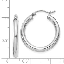 Load image into Gallery viewer, 14K White Gold Polished 3mm Lightweight Tube Hoop Earrings
