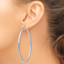 Load image into Gallery viewer, 14K White Gold Polished 3mm Lightweight Tube Hoop Earrings
