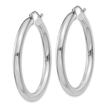 Load image into Gallery viewer, 14K White Gold Polished 4mm Lightweight Tube Hoop Earrings

