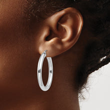 Load image into Gallery viewer, 14K White Gold Polished 4mm Tube Hoop Earrings
