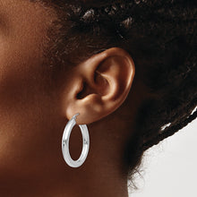 Load image into Gallery viewer, 14K White Gold Polished 4mm Lightweight Tube Hoop Earrings
