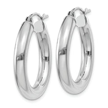 Load image into Gallery viewer, 14K White Gold Polished 4mm Lightweight Tube Hoop Earrings
