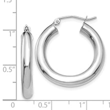 Load image into Gallery viewer, 14K White Gold Polished 4mm Lightweight Tube Hoop Earrings
