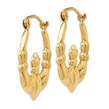 Load image into Gallery viewer, 14k Polished Claddagh Hoop Earrings
