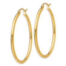 Load image into Gallery viewer, 14k Polished 2x35mm Lightweight Tube Hoop Earrings
