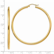 Load image into Gallery viewer, 14K Polished 2.5mm Lightweight Tube Hoop Earrings

