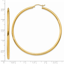 Load image into Gallery viewer, 14K Polished 2.5mm Lightweight Tube Hoop Earrings
