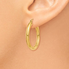 Load image into Gallery viewer, 14k Polished 3mm Lightweight Tube Hoop Earrings
